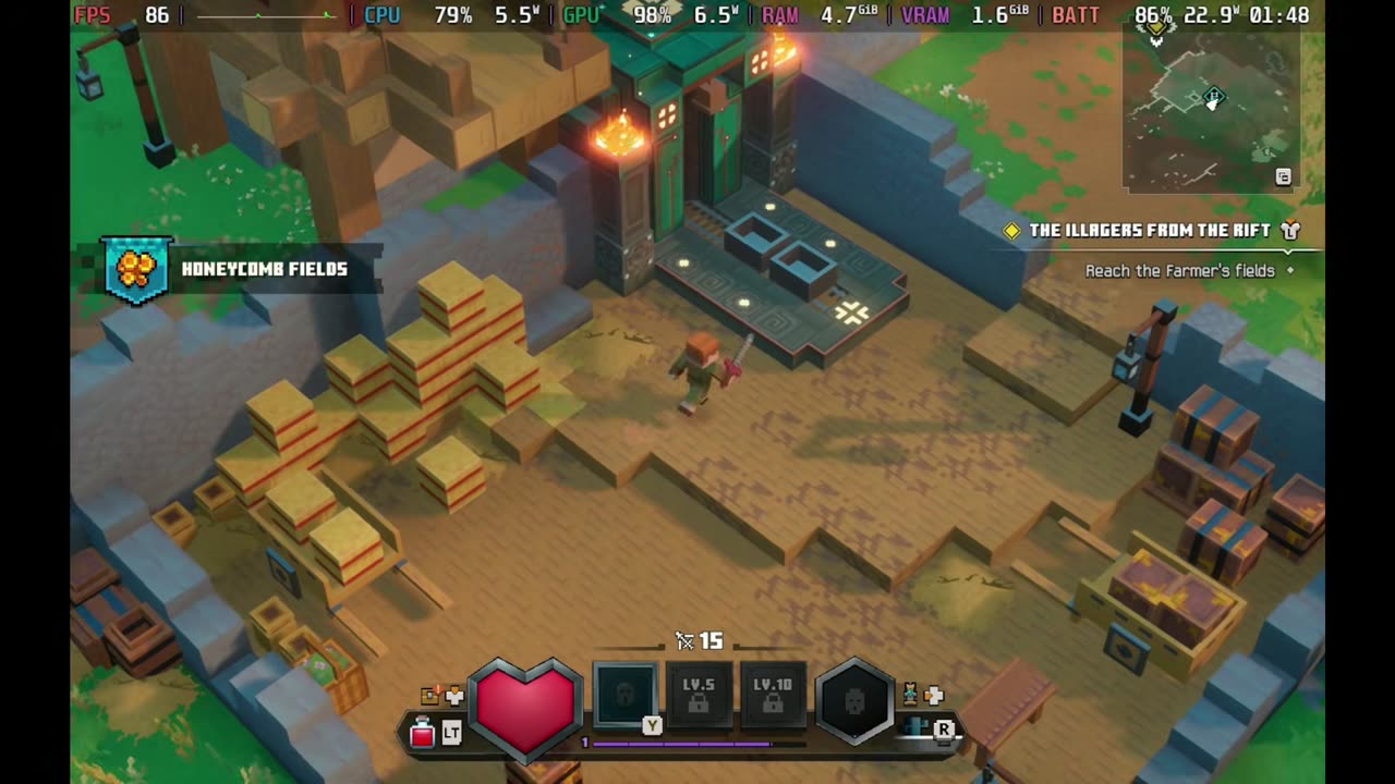 Minecraft Dungeons 2 running on the Steam Deck through Xodus Nexus