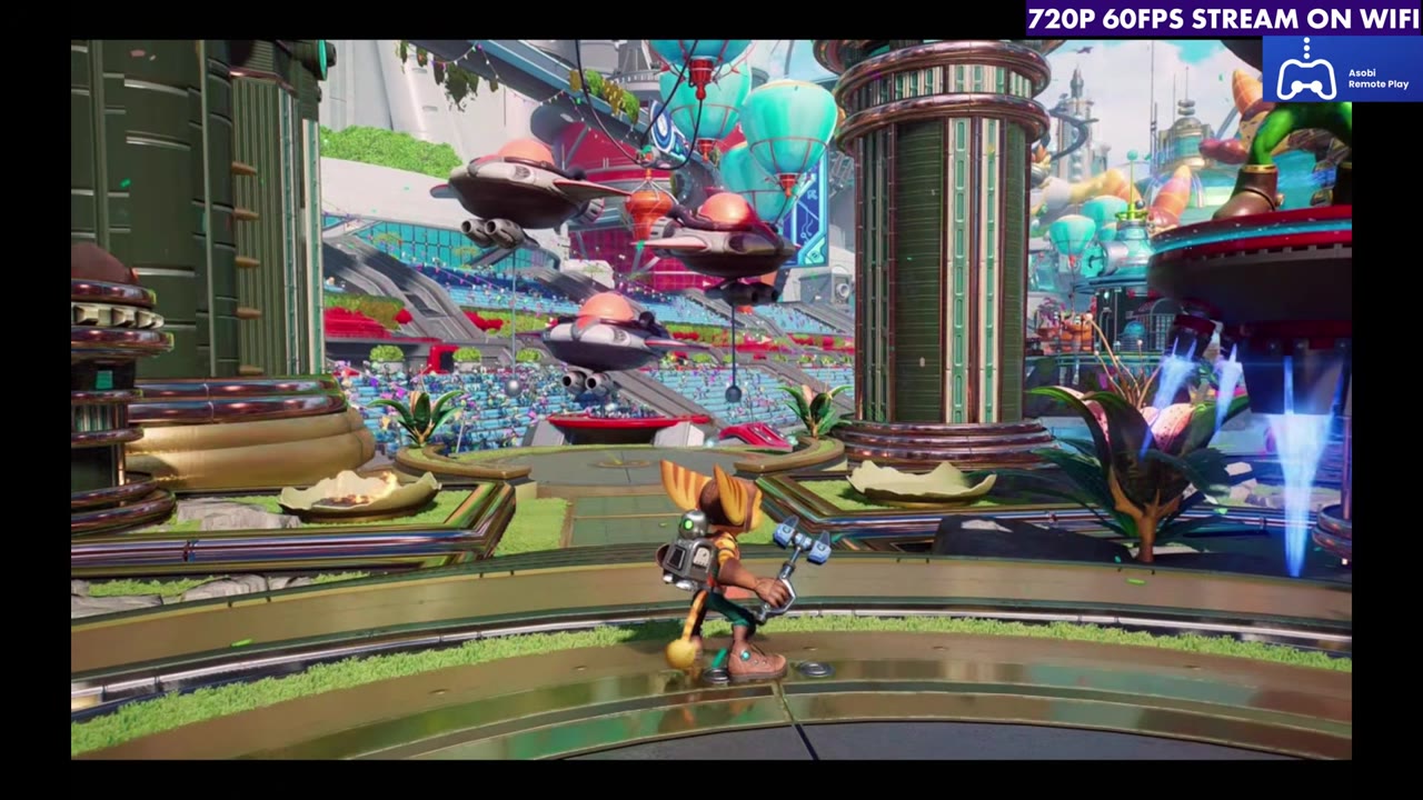 Ratchet and Clank streaming through Asobi at 720p 60 FPS on Wi-Fi