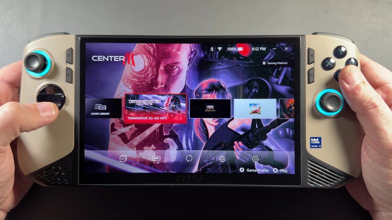MSI Center M home screen on the MSI Claw 8 AI+
