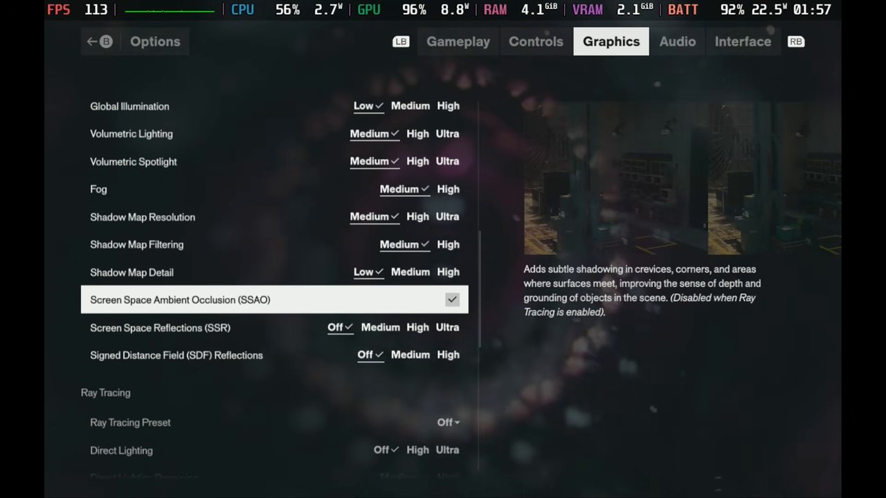 Control Resonant graphics settings on Steam Deck with the Handheld preset