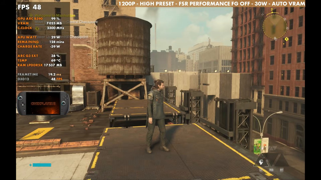 Control Resonant on OneXPlayer 3 with the High preset, FSR Performance, 30W