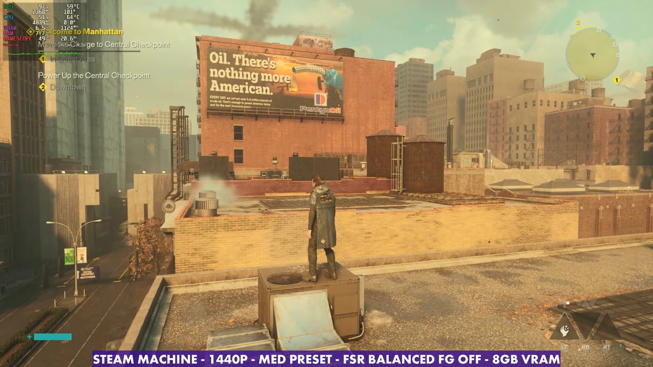 Control Resonant on Steam Machine at 1440p Medium preset with FSR Balanced, frame gen off