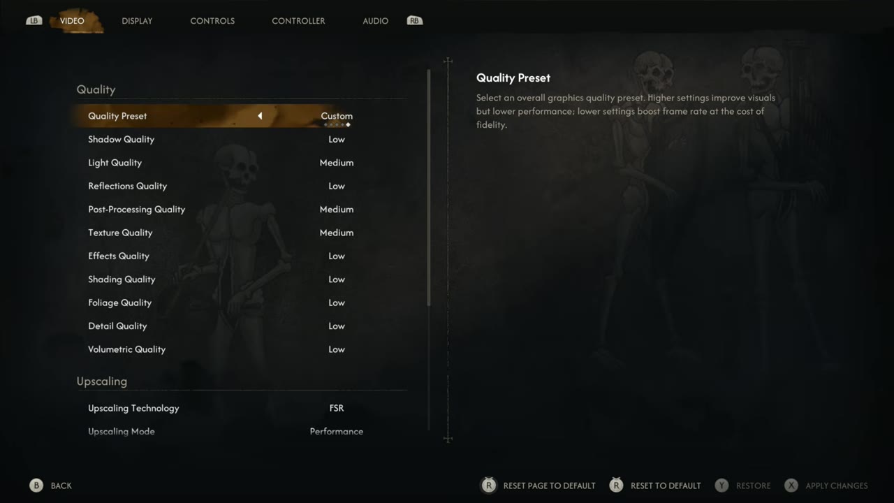 The Blood of Dawnwalker custom low and medium graphics settings on the ROG Xbox Ally X