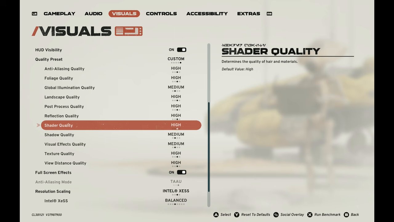 Star Wars Galactic Racer graphics settings on OneXPlayer 3 G3 Extreme