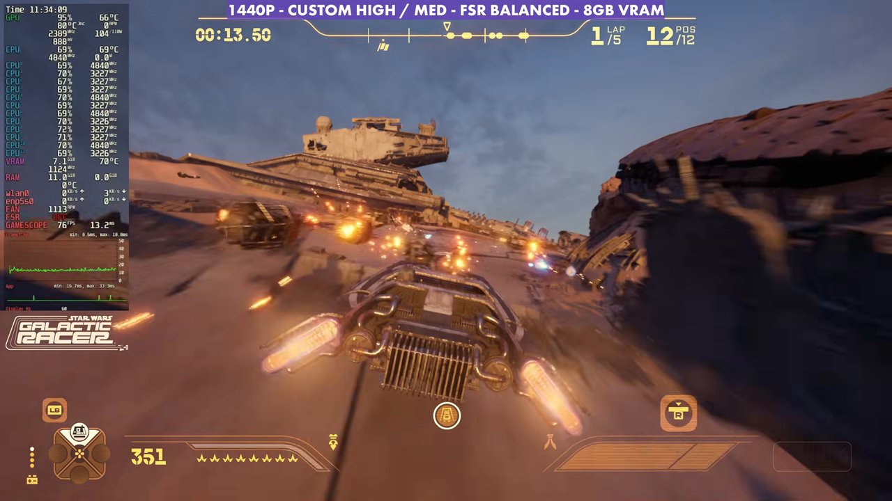 Star Wars Galactic Racer race on Steam Machine at 1440p custom settings
