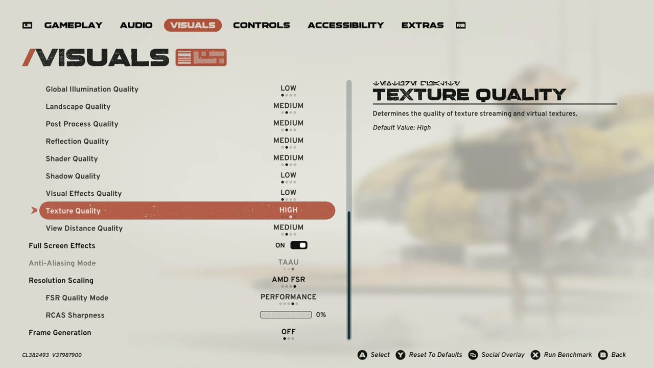 Star Wars Galactic Racer custom graphics settings on ROG Xbox Ally X