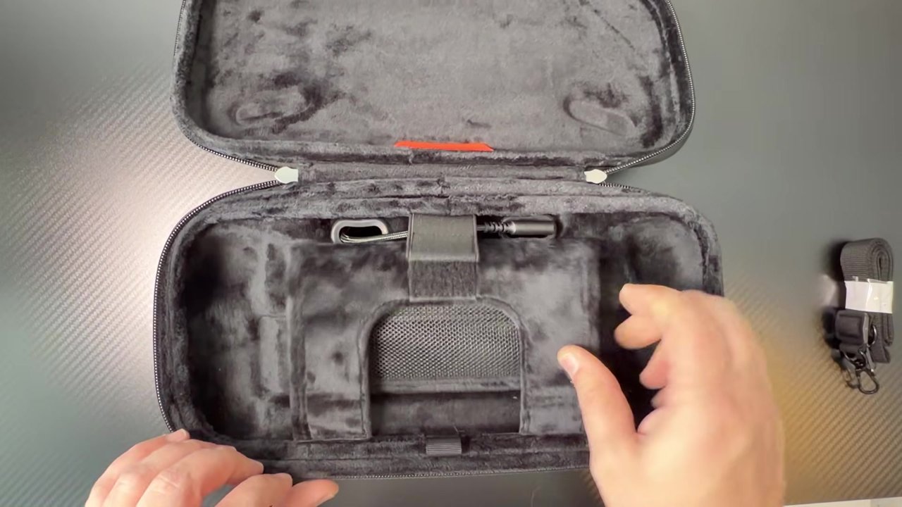 Inside the JSAUX Double-Decker case: plush form-fit tray for the Steam Deck