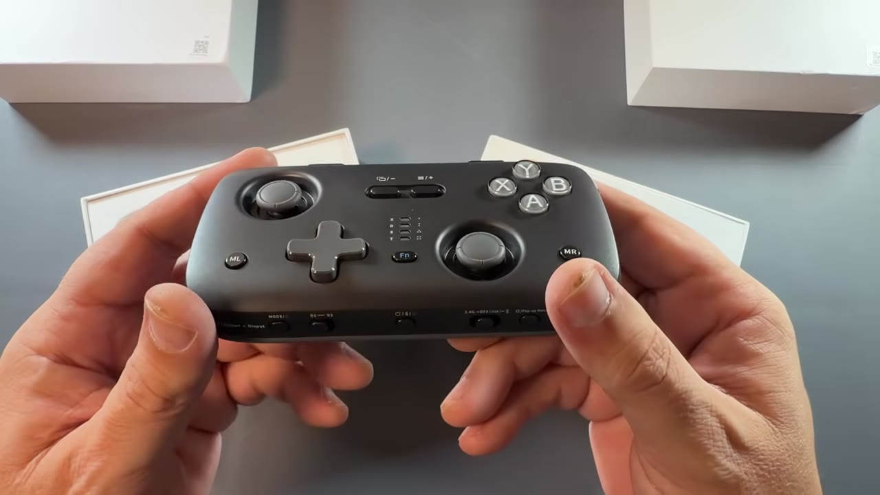 Holding the JSAUX SkyLark S1 Pro controller after unboxing