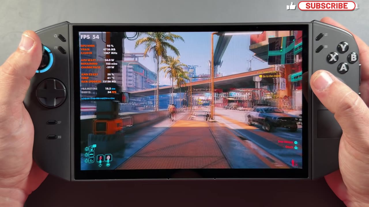 Cyberpunk 2077 on the Legion Go 2's 8.8-inch OLED display