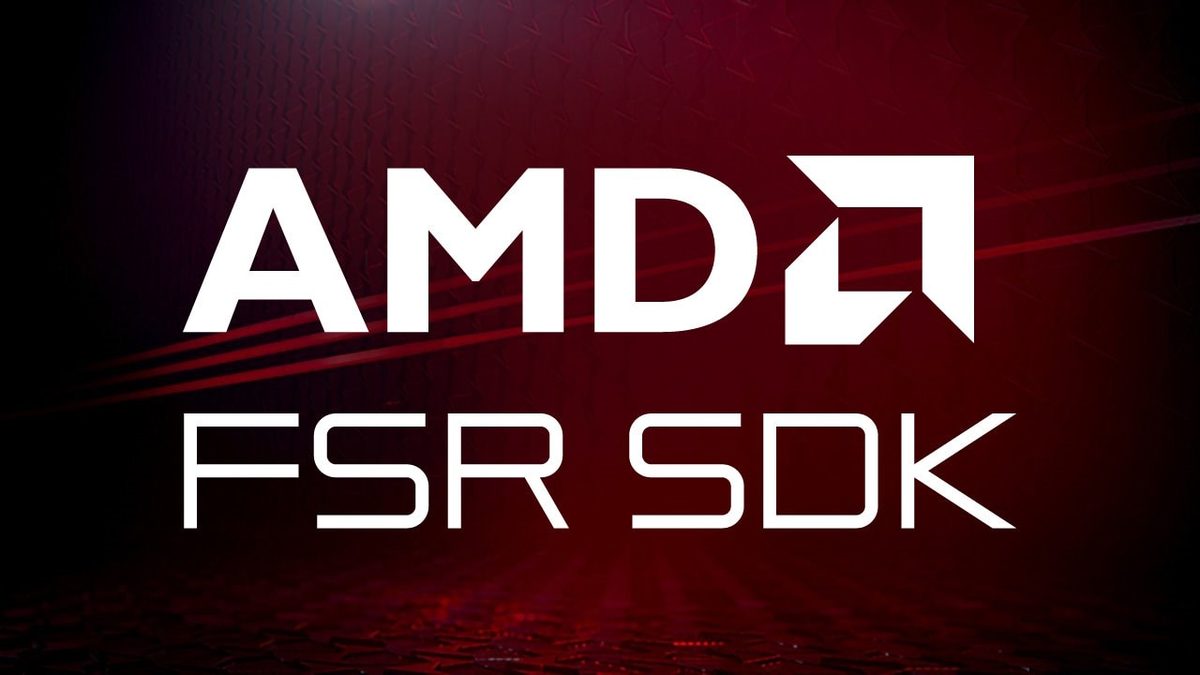 AMD FSR SDK logo on a dark red background