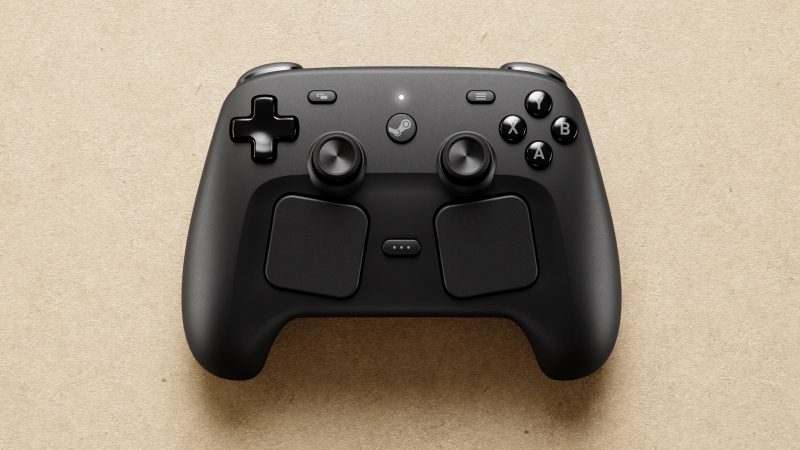 Valve's 2026 Steam Controller on a beige background