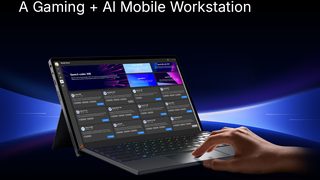 OneXPlayer Super X Pro 2-in-1 tablet with keyboard attached