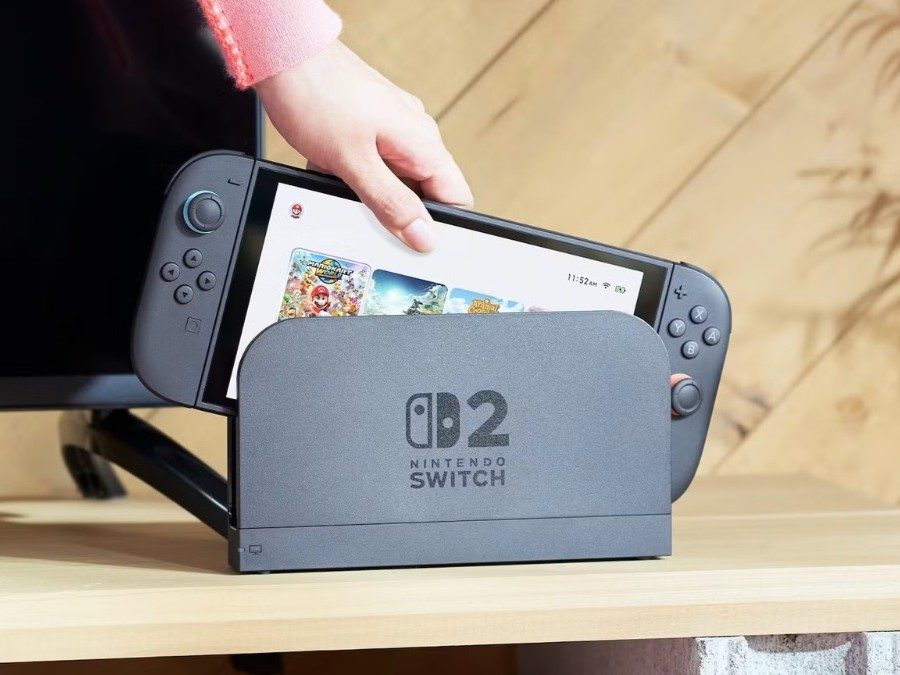 Nintendo Switch 2 being placed in its dock
