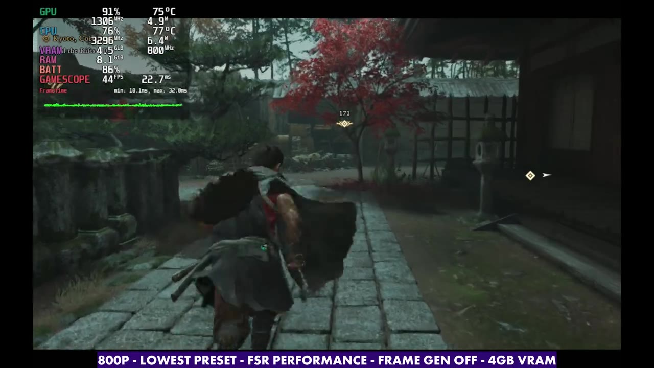 Onimusha gameplay on the Lowest preset with the FPS overlay