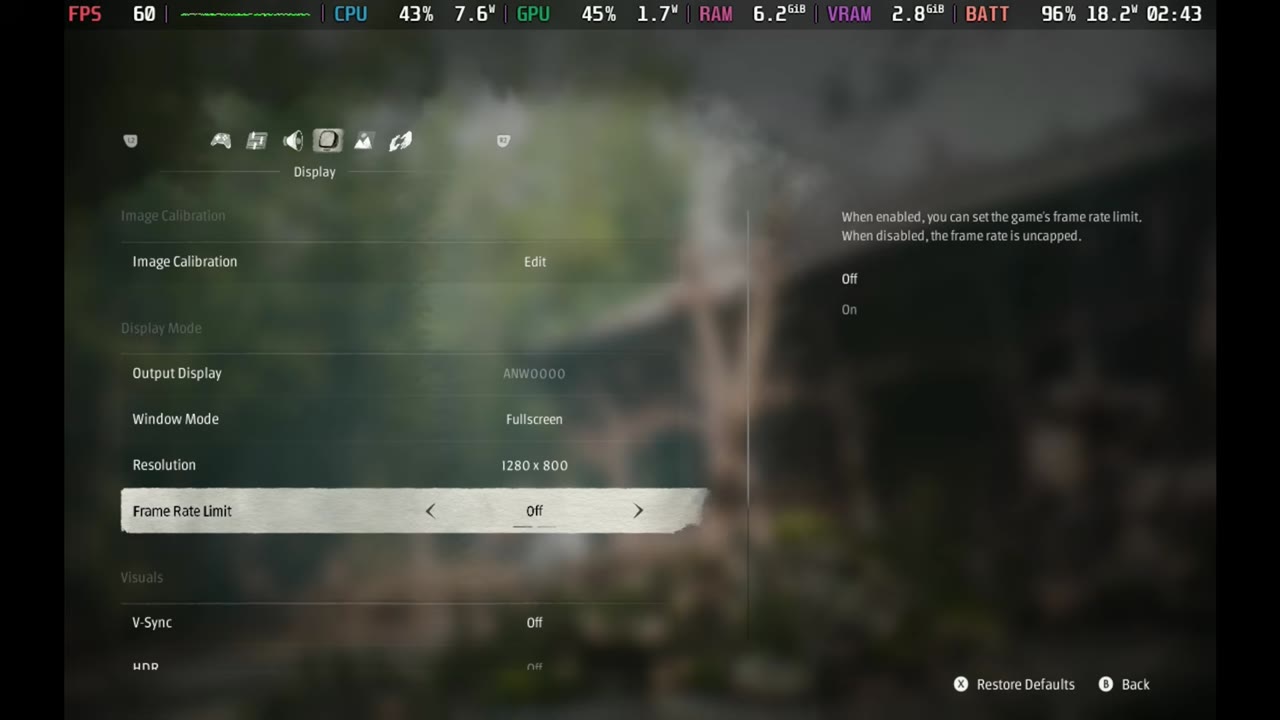 Phantom Blade Zero display settings on Steam Deck OLED