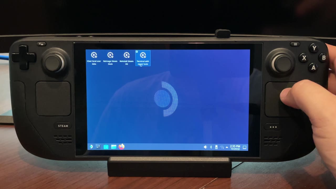 Steam Deck recovery desktop with the Reimage Steam Deck option