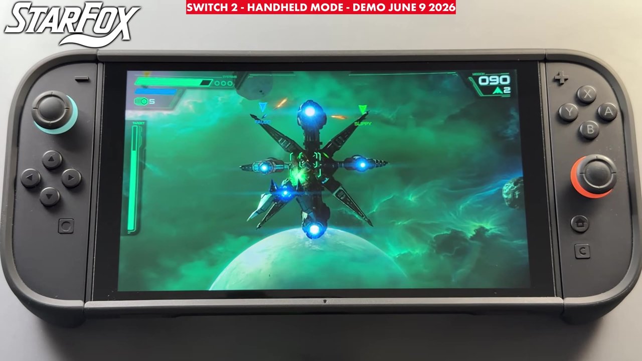Star Fox demo boss fight in handheld mode on Nintendo Switch 2
