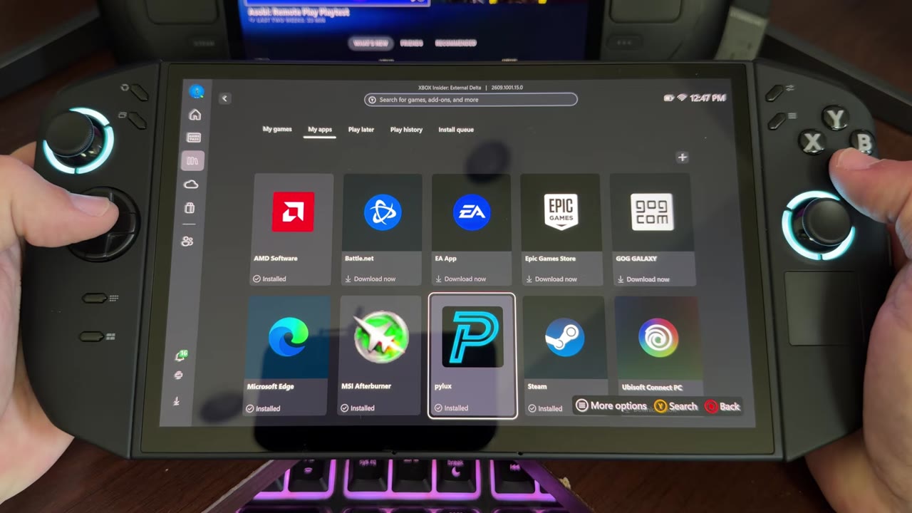 Pylux added as an app in Xbox mode on the Legion Go 2