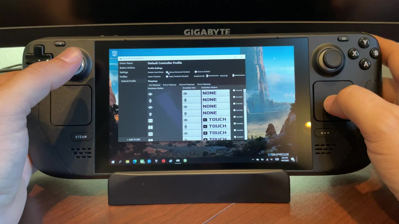 SWICD controller profile settings on the Steam Deck in Windows