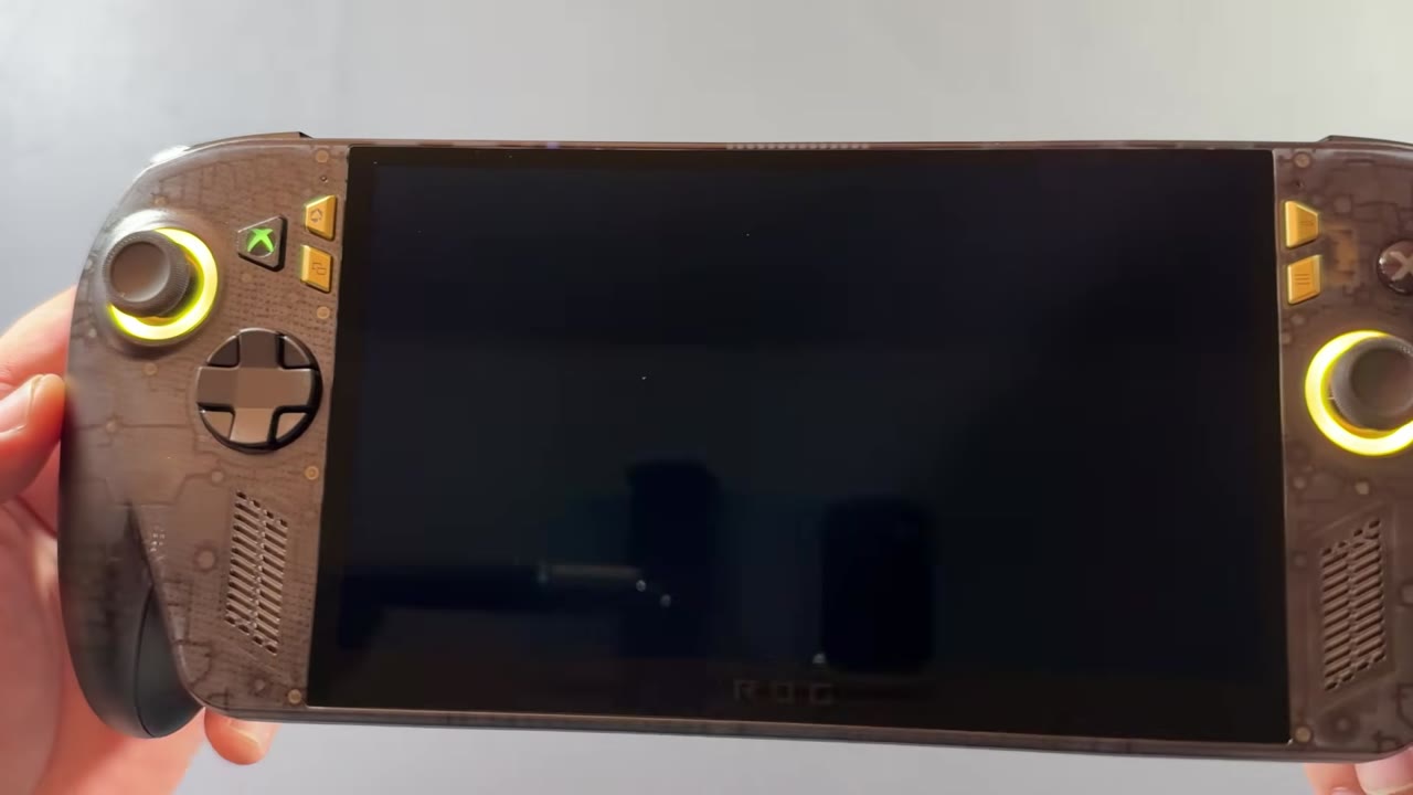 ROG Xbox Ally X20 with the joystick light rings on