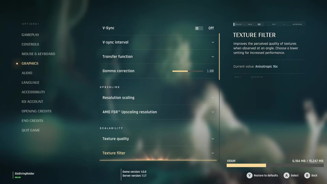 007 First Light graphics settings menu on the ROG Xbox Ally X