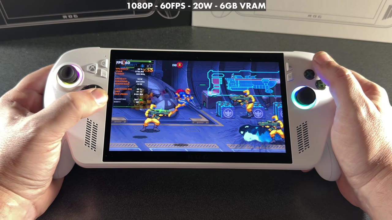 Cosmic Invasion on the white ROG Xbox Ally at 1080p, 60 FPS